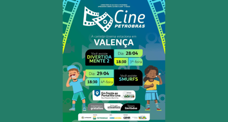 Cine Petrobras chega a Valença com sessões gratuitas para toda a família