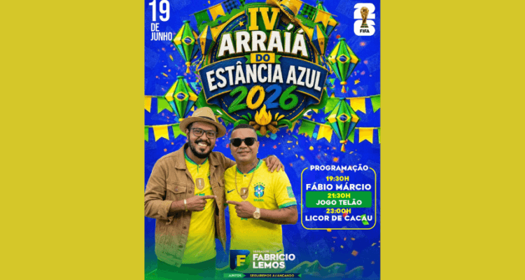O IV Arraiá do Estância Azul vai trazer uma noite cheia de forró, futebol e muita animação no dia 19 de junho.
