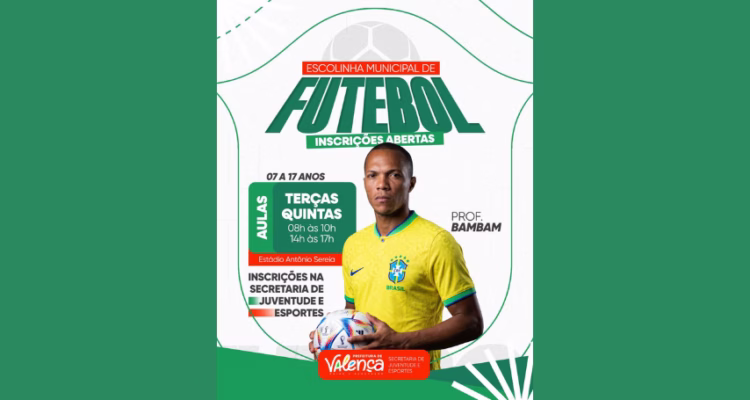 Valença: Escolinha Municipal de Futebol está com inscrições abertas para novos alunos