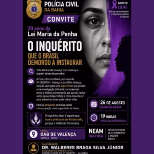 5ª COORPIN e NEAM promovem evento sobre os 20 anos da Lei Maria da Penha em Valença